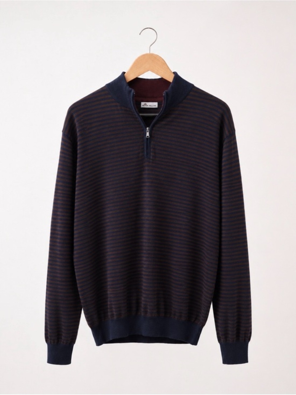 Peter Millar Merino Wool 1/4 Zip Golf Striped Sweater Large